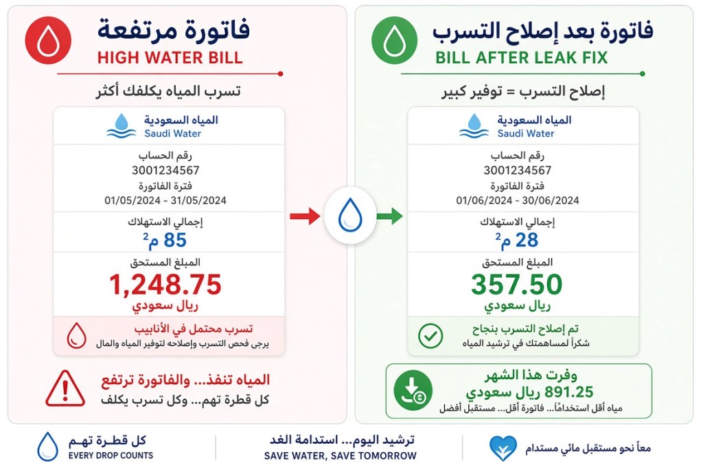 شركة حل ارتفاع فاتورة المياه بالرياض 
